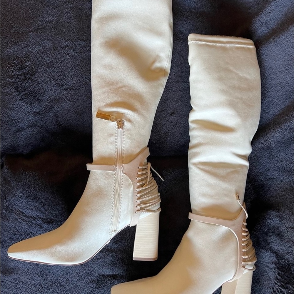 Daniella Shevel Women's Nela Stretch Leather Knee-High Harness Boots - Picture 7 of 13